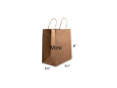 100% RECYCLED KRAFT MINI PAPER BAG - 5½x3¼x8