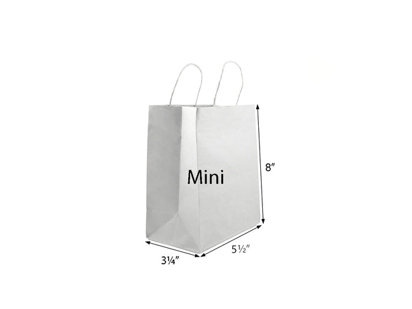 70% RECYCLED WHITE MINI PAPER BAG - 5½"X3¼"X8"