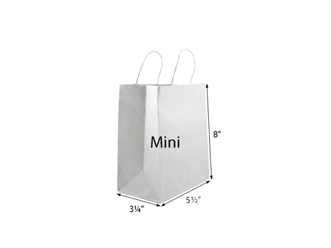 70% RECYCLED WHITE MINI PAPER BAG - 5½"X3¼"X8"