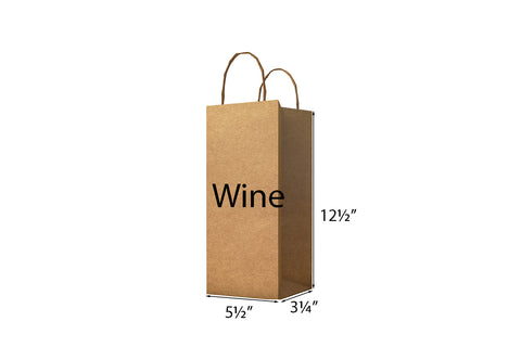 100% RECYCLED KRAFT WINE BAG - 5½"x3¼"x12½"
