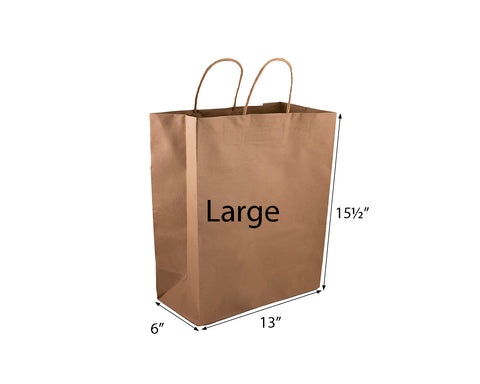100% RECYCLED KRAFT LARGE PAPER BAG -  13"x6"x15½"
