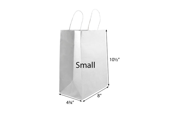 70% RECYCLED WHITE SMALL PAPER BAG - 8"x4¾"x10½"