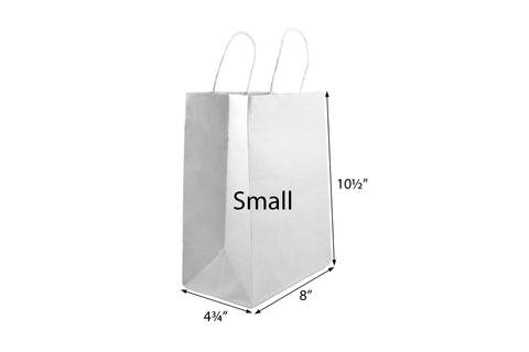 70% RECYCLED WHITE SMALL PAPER BAG - 8"x4¾"x10½"